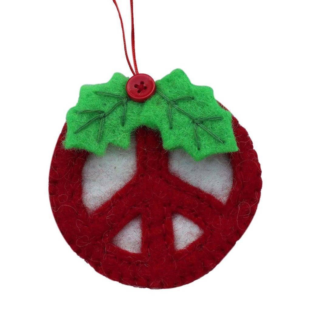 Global Groove (H) Holiday Red Peace Sign Ornament - Global Groove (H)