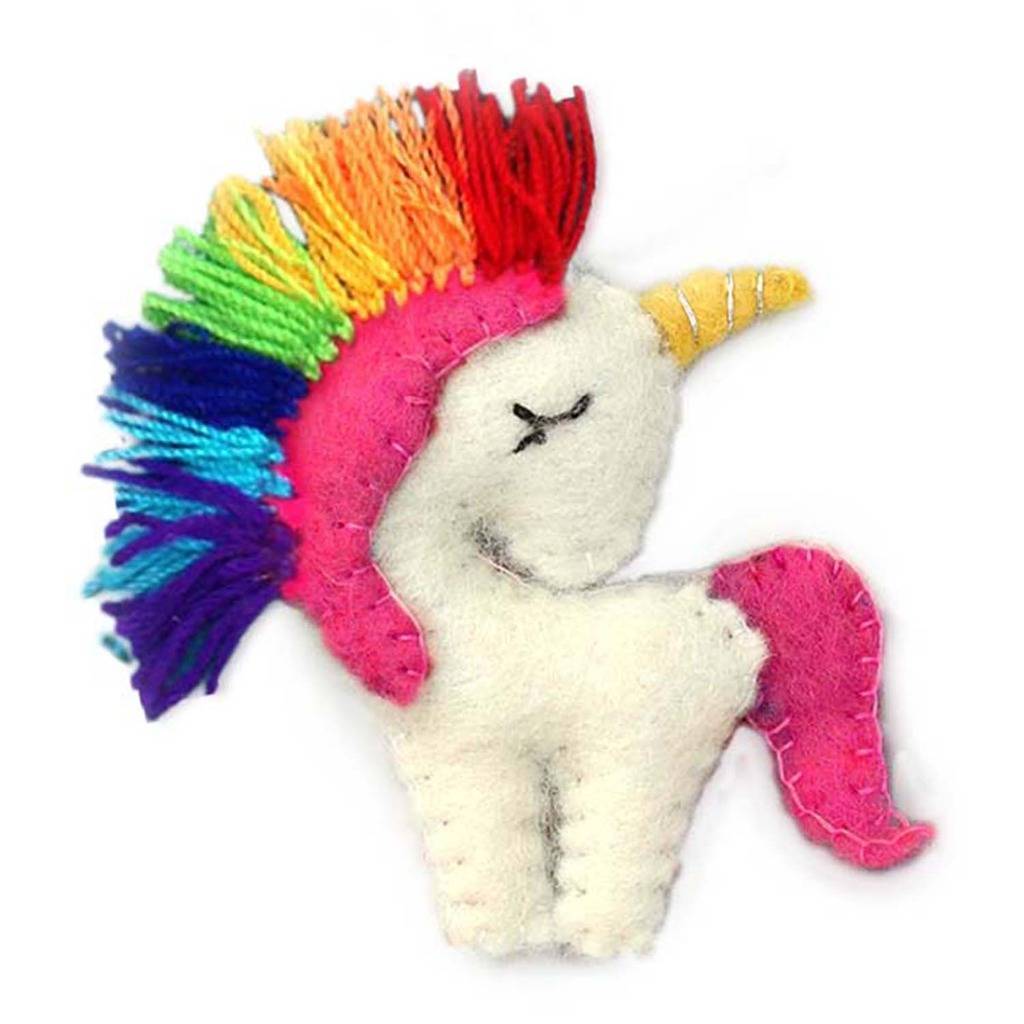 Unicorn Felt Ornament with Rainbow Colors - Global Groove (H) - The Village Country Store