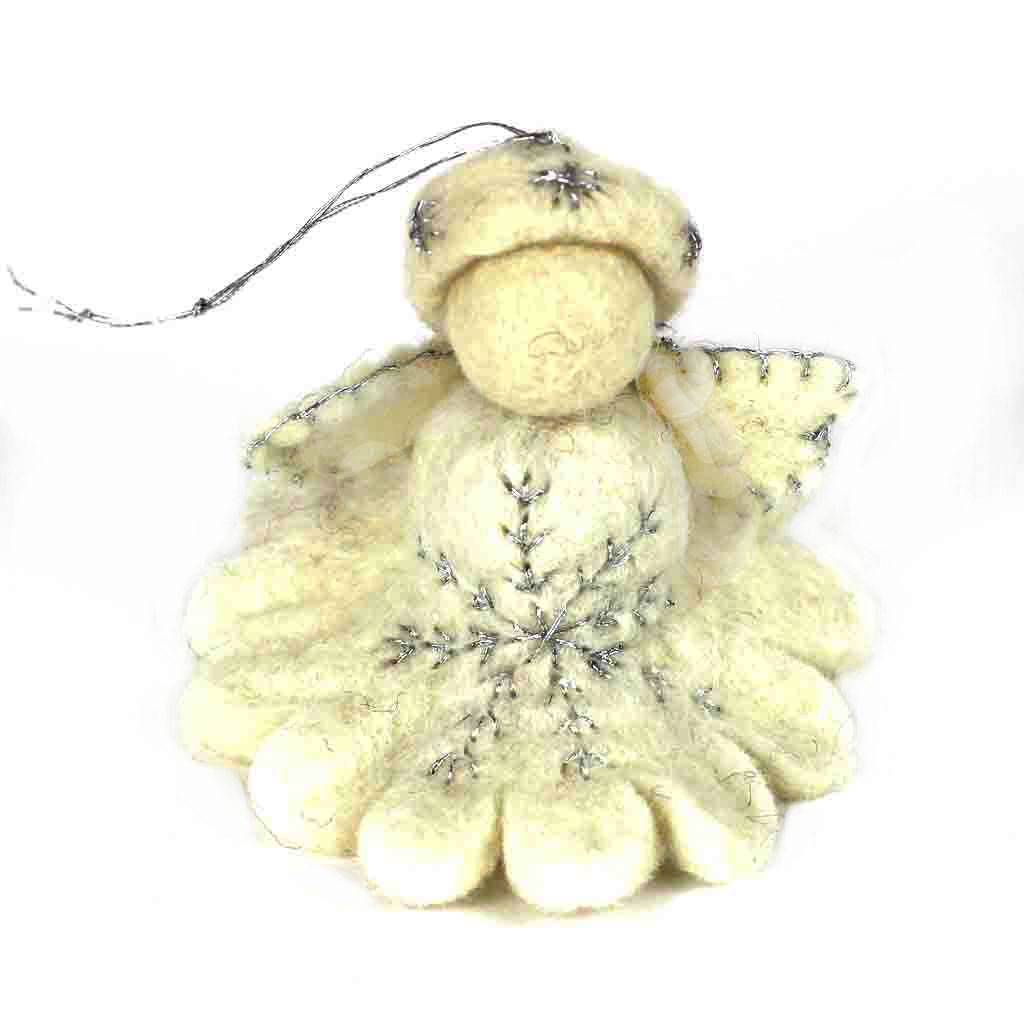 White Angel Felt Ornament - Global Groove (H) - The Village Country Store