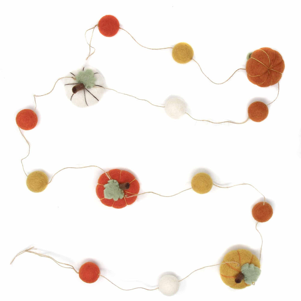 Hand Felted Garland: Pumpkins - Global Groove - The Village Country Store