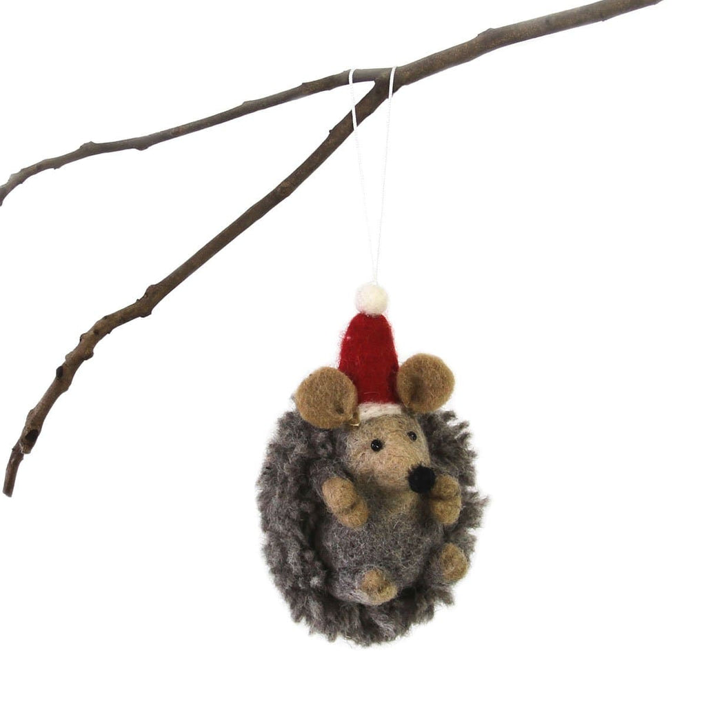Global Groove Holiday Ornaments Hand Felted Christmas Ornament: Hedgehog - Global Groove (H)