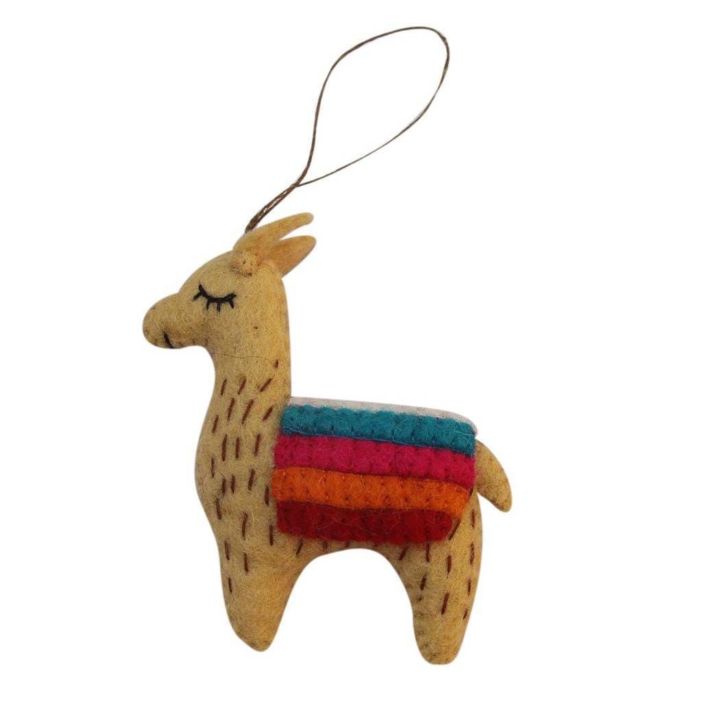 Hand Crafted Felt: Ornament, Tan Llama - Global Groove (H) - The Village Country Store
