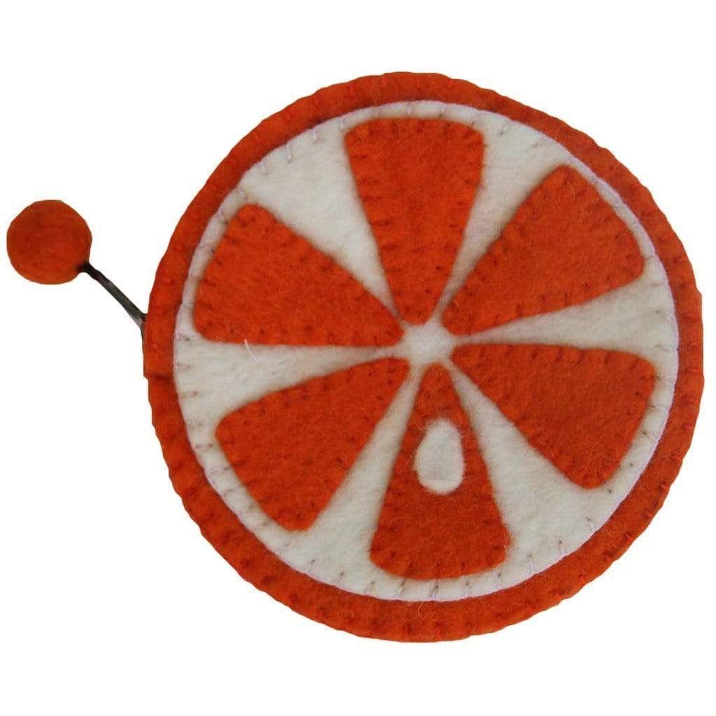 Global Groove (P) Purses And Pouches Handmade Felt Fruit Coin Purse - Orange - Global Groove (P)