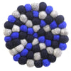 Hand Crafted Felt Ball Coasters from Nepal: 4-pack, Chakra Dark Blues - Global Groove (T) - The Village Country Store