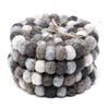 Hand Crafted Felt Ball Coasters from Nepal: 4-pack, Multicolor Greys - Global Groove (T) - The Village Country Store 