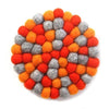 Global Groove (T) Tableware Hand Crafted Felt Ball Trivets from Nepal: Round Chakra, Oranges - Global Groove (T)