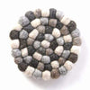 Hand Crafted Felt Ball Trivets from Nepal: Round, Greys - Global Groove (T) - The Village Country Store 