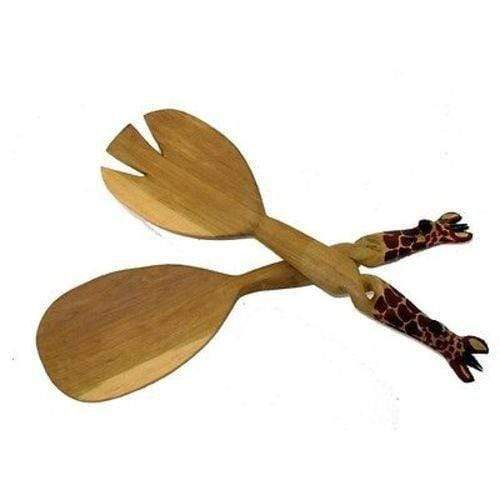 Jedando Handicrafts Tableware Hand-Carved Giraffe Salad Serving Set - Jedando Handicrafts
