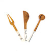 Simple Batik Olive Wood Appetizer Set of 3 (Fork, Spoon, Spreader) - The Village Country Store 