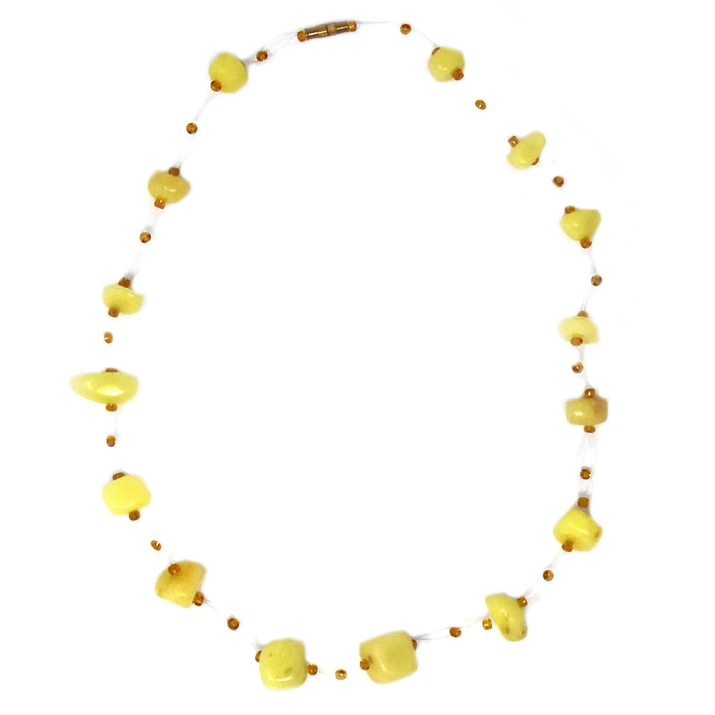 Floating Stone & Maasai Bead Necklace, Yellow - The Village Country Store