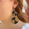 Maasai Bead Double Circle Dangle Earrings, Gold and Black - The Village Country Store
