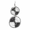 Jedando (J) Jewelry Maasai Bead Double Circle Dangle Earrings, White and Black