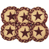 Burgundy Tan Jute Coaster Stencil Star Set of 6 - The Village Country Store 