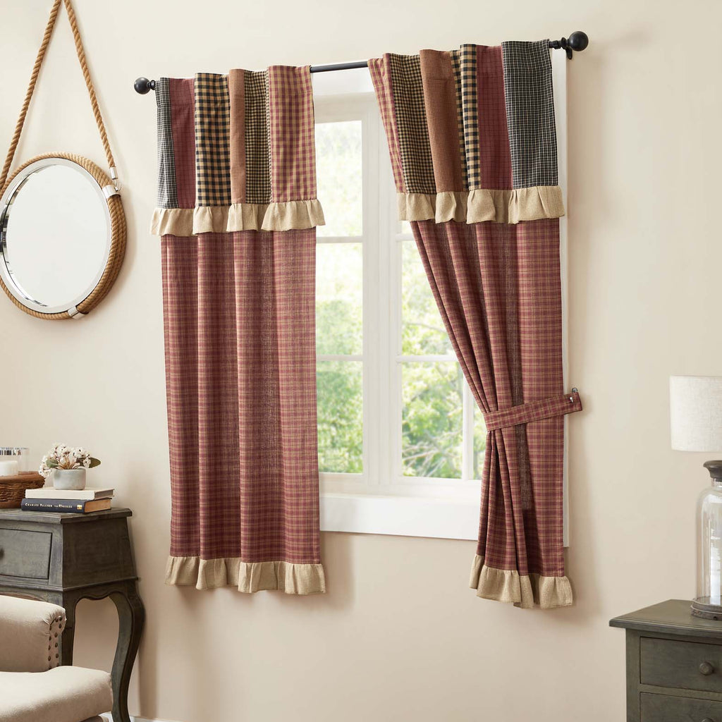 Mayflower Market Panel Maisie Short Panel with Attached Patch Valance Set of 2 63x36
