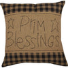 Black Check Prim Blessings Pillow 12x12 - The Village Country Store 