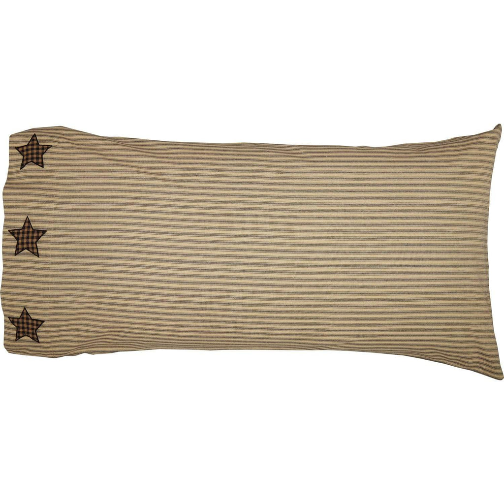 Farmhouse Star King Pillow Case w/Applique Star Set of 2 21x40 - The Village Country Store