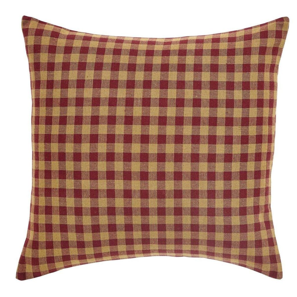 Mayflower Market Pillow Cover Burgundy Check Fabric Pillow 16x16