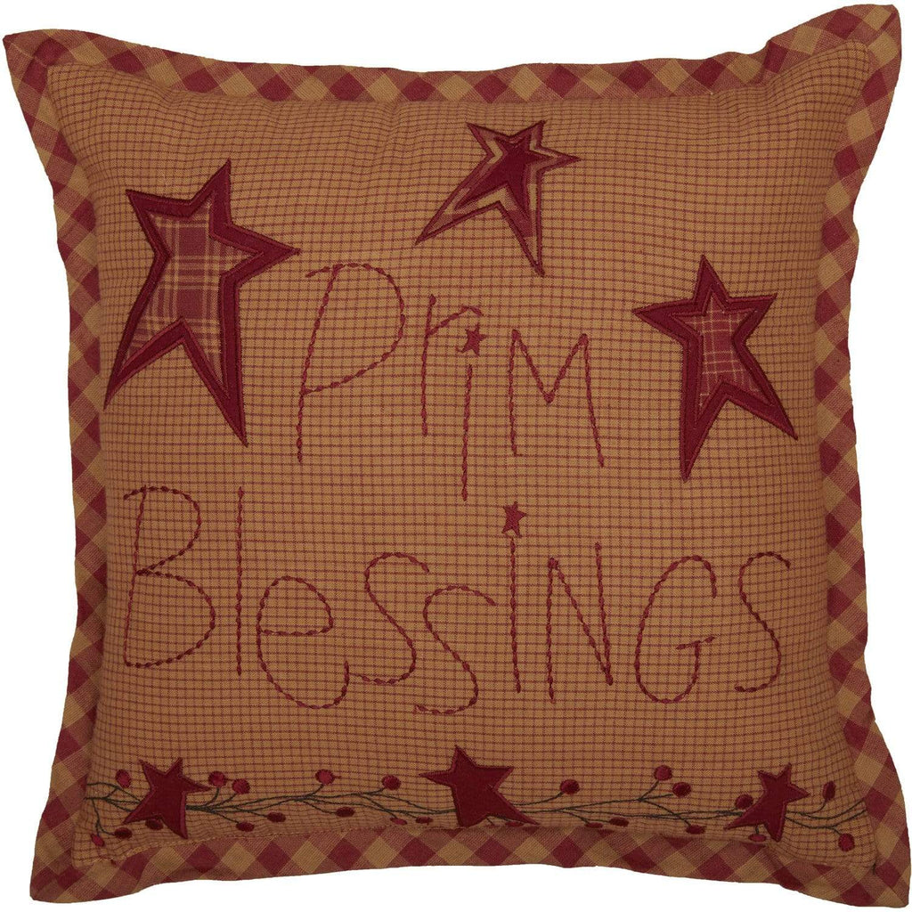 Ninepatch Star Prim Blessings Pillow 12x12 - The Village Country Store