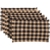 Burlap Black Check Placemat Fringed Set of 6 12x18 - The Village Country Store 