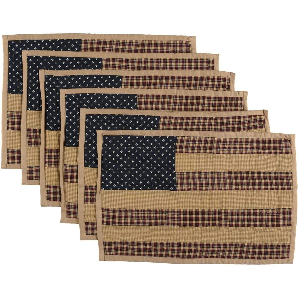 Mayflower Market Placemat Patriotic Patch Placemat Quilted Set of 6 12x18