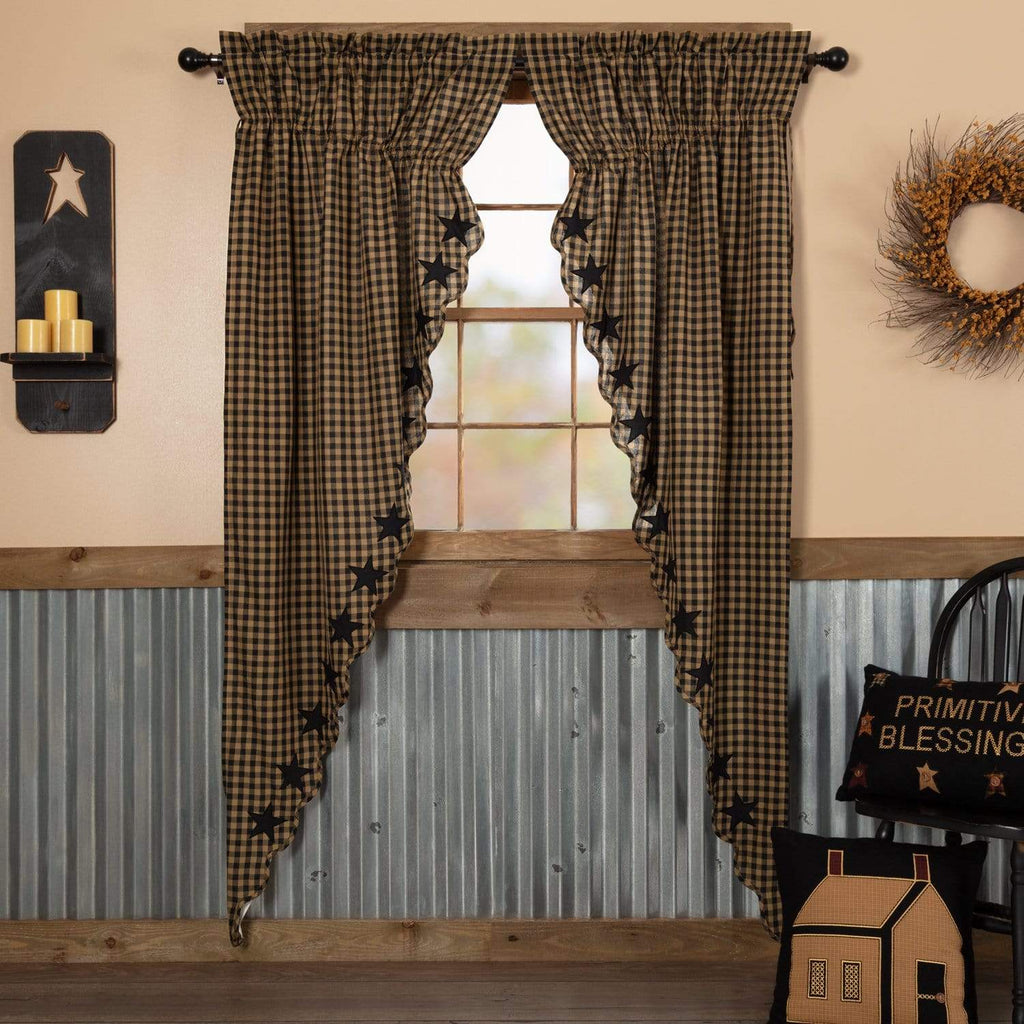 Black Star Scalloped Prairie Long Panel Set of 2 84x36x18 - The Village Country Store