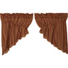 Burgundy Check Scalloped Prairie Swag Set of 2 36x36x18 - The Village Country Store 