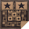 Black Check Star Queen Quilt Set; 1-Quilt 90Wx90L w/2 Shams 21x27 - The Village Country Store 