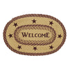 Burgundy Tan Jute Rug Oval Welcome w/ Pad 20x30 - The Village Country Store 