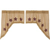 Burlap w/Burgundy Stencil Stars Swag Set of 2 36x36x16 - The Village Country Store
