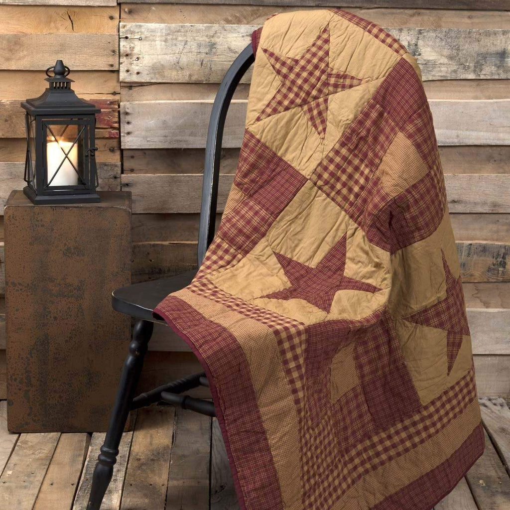 Ninepatch Star Quilted Throw 60x50 - The Village Country Store