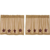 Burlap w/Burgundy Stencil Stars Tier Set of 2 L24xW36 - The Village Country Store 