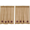 Burlap w/Burgundy Stencil Stars Tier Set of 2 L36xW36 - The Village Country Store 