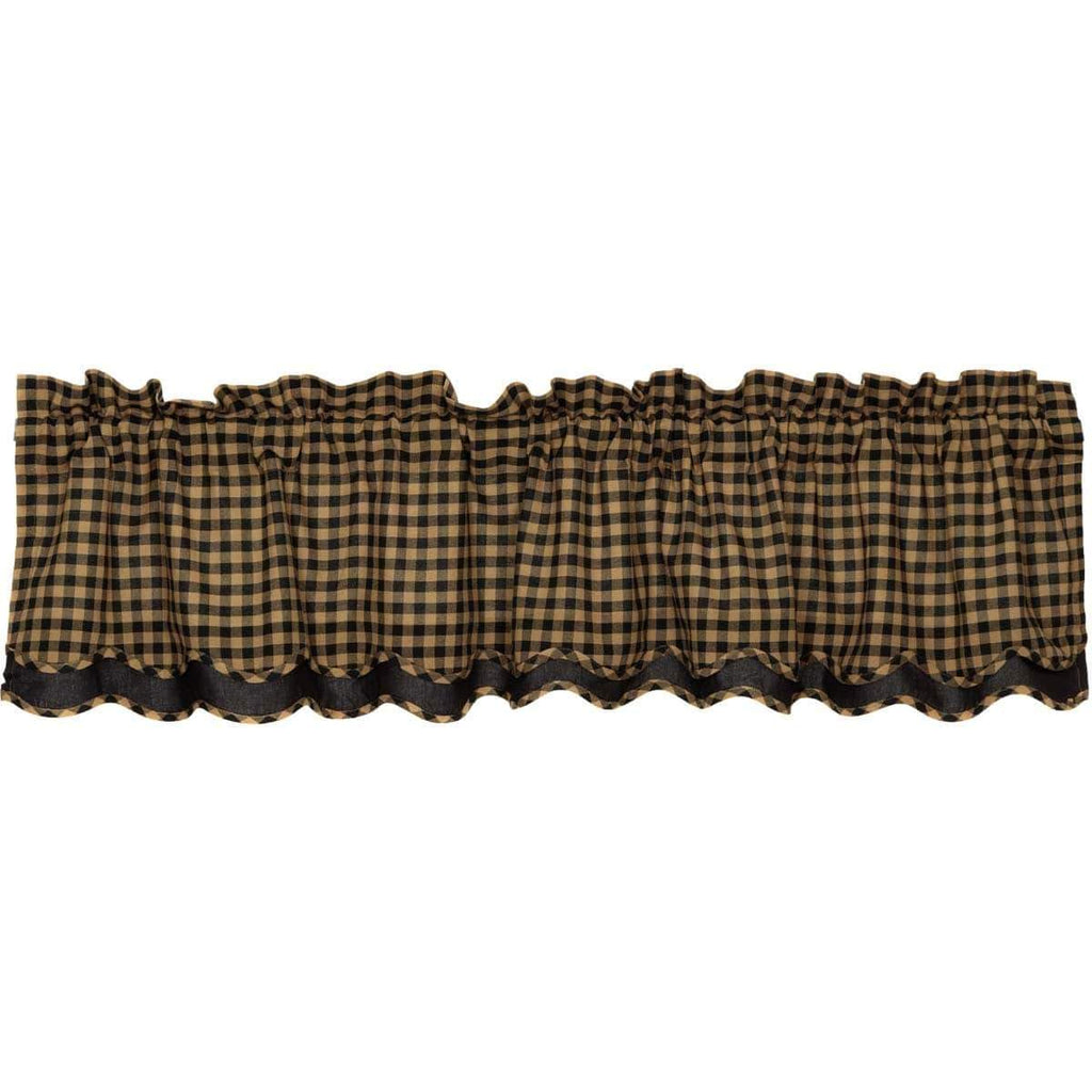 Black Check Scalloped Layered Valance 16x72 - The Village Country Store