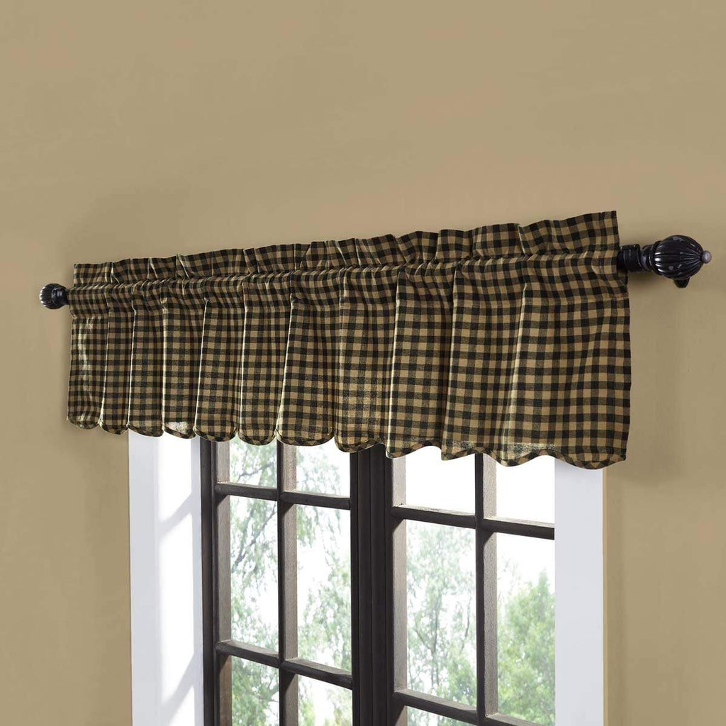 Black Check Scalloped Valance 16x72 - The Village Country Store
