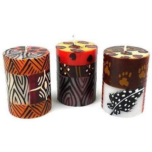 Nobunto Candles Set of Three Boxed Hand-Painted Candles - Uzima Design - Nobunto