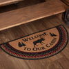Cumberland Stenciled Moose Jute Rug Half Circle Welcome to the Cabin w/ Pad 16.5x33 - The Village Country Store 