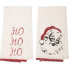 Chenille Christmas Ho Ho Ho Bleached White Muslin Tea Towel Set of 2 19x28 - The Village Country Store 