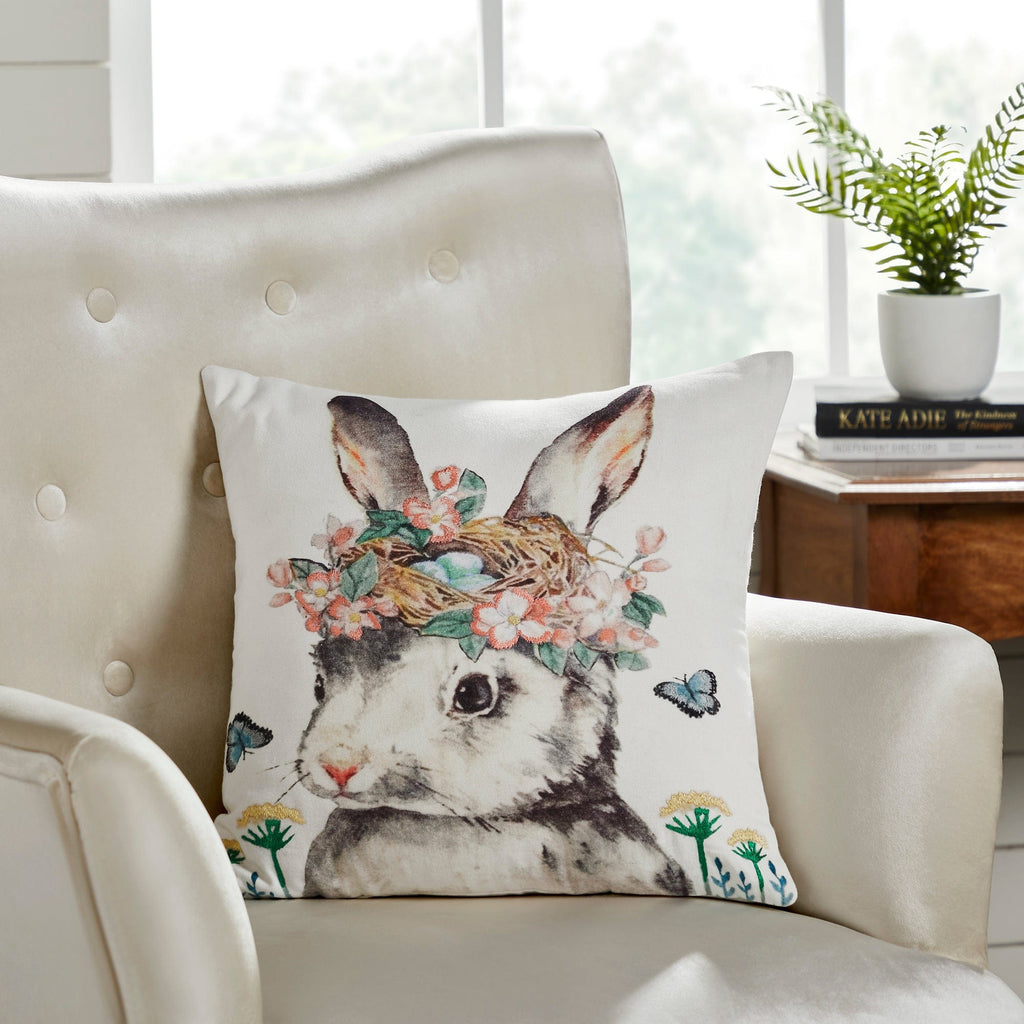 Seasons Crest Pillow Cover Garden Bunny Pillow 18x18