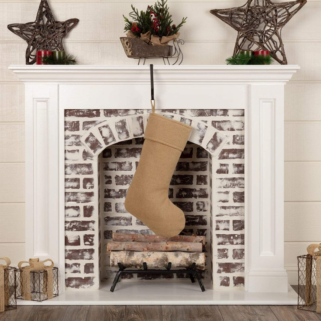 Festive Natural Burlap Stocking 11x20 - The Village Country Store