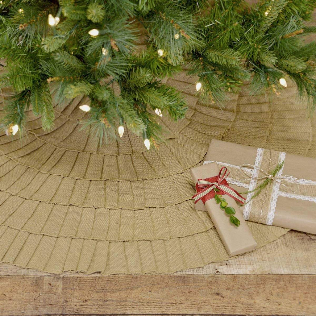 Festive Natural Burlap Ruffled Tree Skirt 48 - The Village Country Store