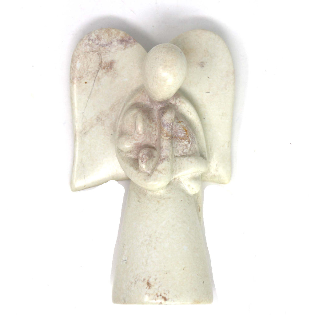 Angel Soapstone Sculpture Holding Dog - The Village Country Store