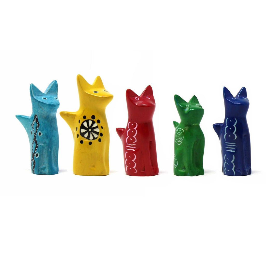 Soapstone Tiny Sitting Cats - Assorted Pack of 5 Colors - The Village Country Store
