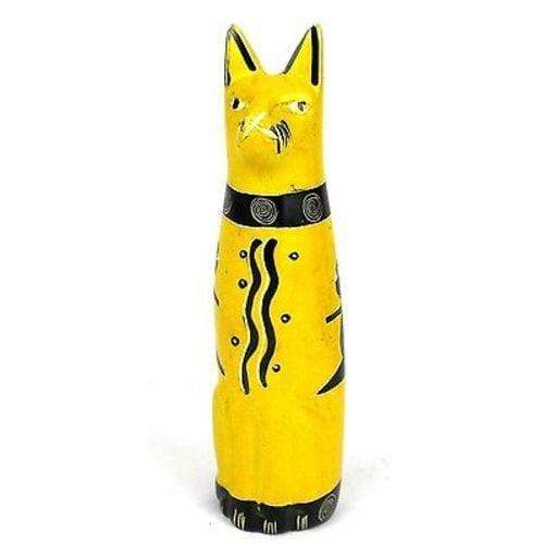 Handcrafted 5-inch Soapstone Sitting Cat Sculpture in Yellow - Smolart - The Village Country Store