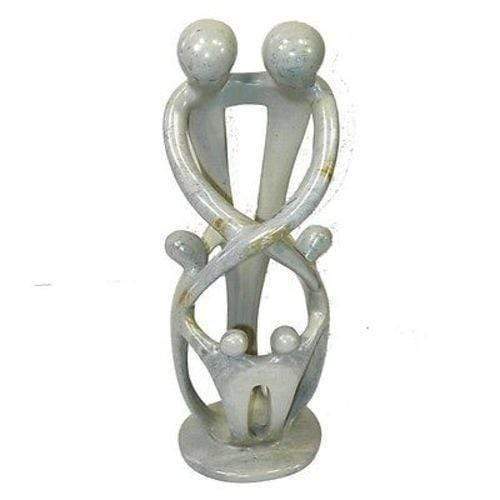 Natural 10-inch Tall Soapstone Family Sculpture - 2 Parents 4 Children - Smolart - The Village Country Store