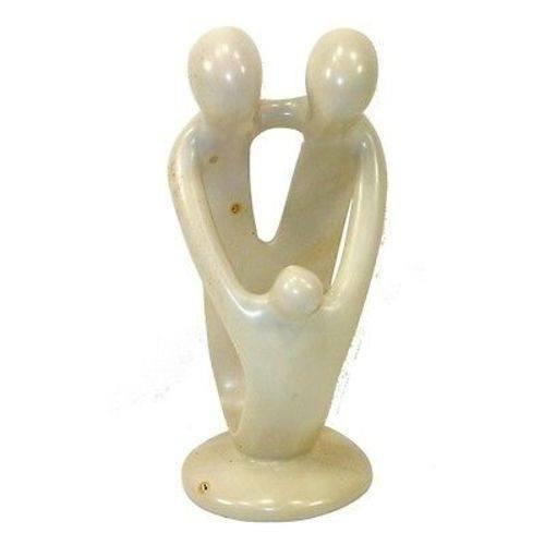 Natural 8-inch Tall Soapstone Family Sculpture - 2 Parents 1 Child - Smolart - The Village Country Store
