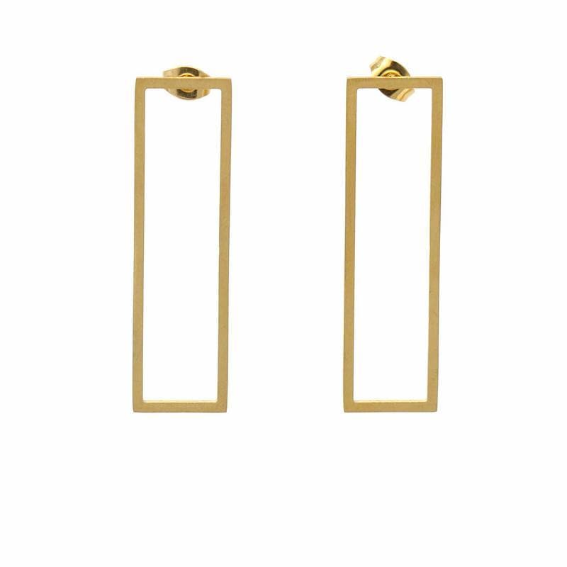 Earrings: 18k Gold Plated Stainless Steel Rectangle Studs - Starfish Project - The Village Country Store