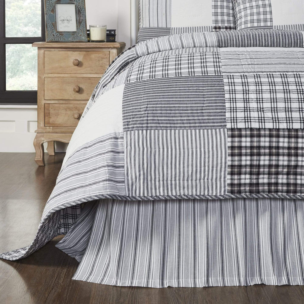The Village Country Store Bed Skirts Sawyer Mill Black Ticking Stripe King Bed Skirt 78x80x16