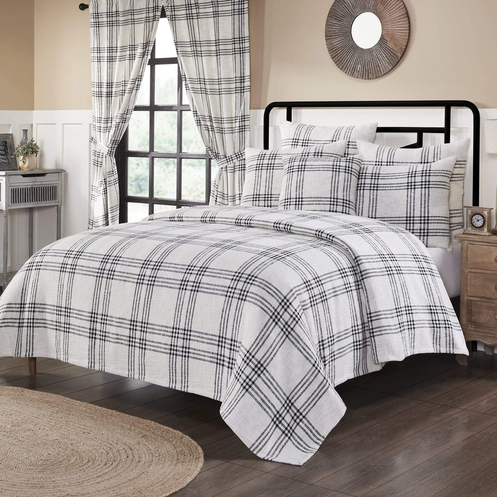 Black Plaid Queen Coverlet 94x94 - The Village Country Store