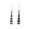 Taxco Silver Black Onyz & Abalone Zebra Long Teardrop Earrings - The Village Country Store 