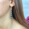 Taxco Silver Black Onyz & Abalone Zebra Long Teardrop Earrings - The Village Country Store 